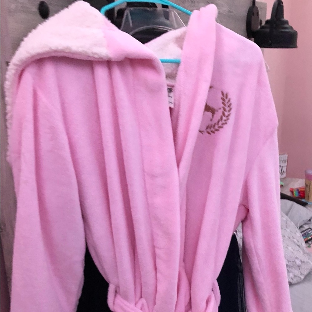 Victoria Secret PINK M/L hooded Belted Robe
